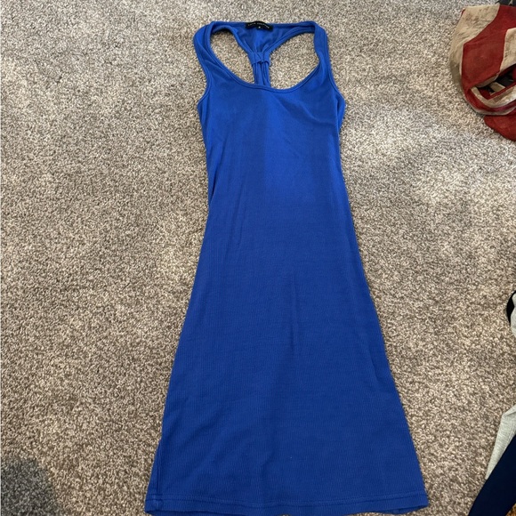 Royal Blue Ribbed Racer Back Casual Summer Tank Dress Beach Boat Coverup S Small - Picture 1 of 3